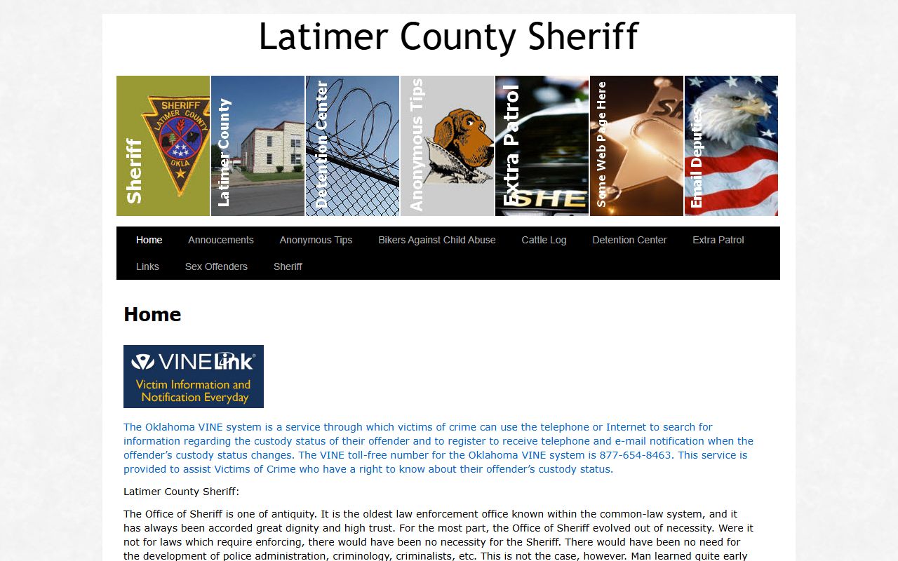 Latimer County Detention Center VINE custody notification notice